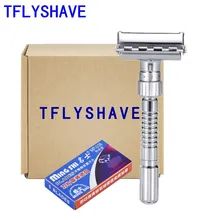 TFLYSHAVE Men Double Shaver Razor Blade Adjustable Edge Razor Safety Razor Zinc Alloy Chrome Razors With 5 Replacement Blade Shaving TFLYSHAVE Men Double Shaver Razor Blade Adjustable Edge Razor Safety Razor Zinc Alloy Chrome Razors With 5 Replacement Blade Shaving