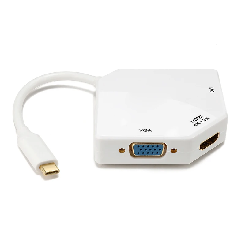 USB-C к HDMI VGA DVI многопортовый адаптер Тип-C HDMI 4K 3 в 1 Многофункциональный кабель конвертер IJS998