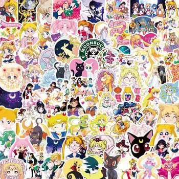 

100Pcs/Set Anime Sailor Moon Sticker Cartoon Sticker Decoration Waterproof PVC Skateboard Luggage Motorcycle Guitar Stickers