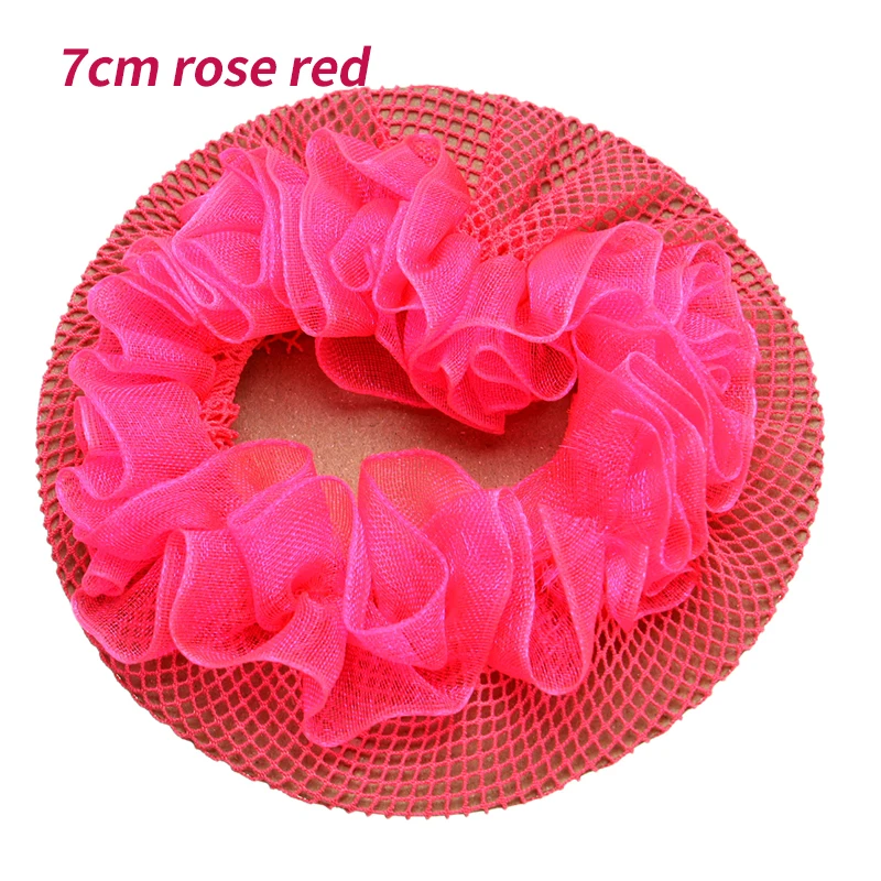 7cm Rose Red 1 шт. 7/9 см, кружевная сетка для волос, головной убор, Невидимая сетка для волос, балетная танцевальная сетка, карманные волосы для детей, аксессуары для волос для девочек - Цвет: 7cm Rose Red