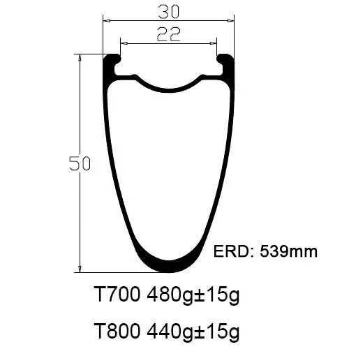 Carbonfan T800 700C Clincher ширина: 30 мм Глубина: 50 мм карбоновый шоссейный велосипед обод бескамерный готов