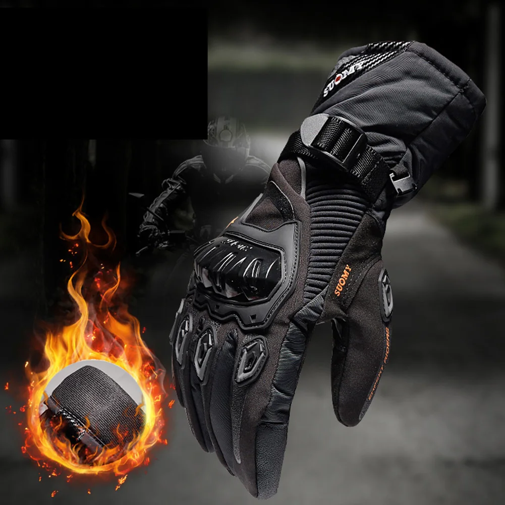1 Pair Winter Warm Waterproof Touch Screen Motorcycle Riding Full Finger Gloves