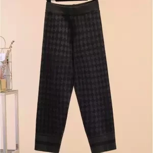 green black Neploe, женские клетчатые брюки, вязанные Прямые корейские штаны для отдыха,, Осень-зима, новые тянущиеся длинные штаны с высокой талией 56007 - Цвет: green black