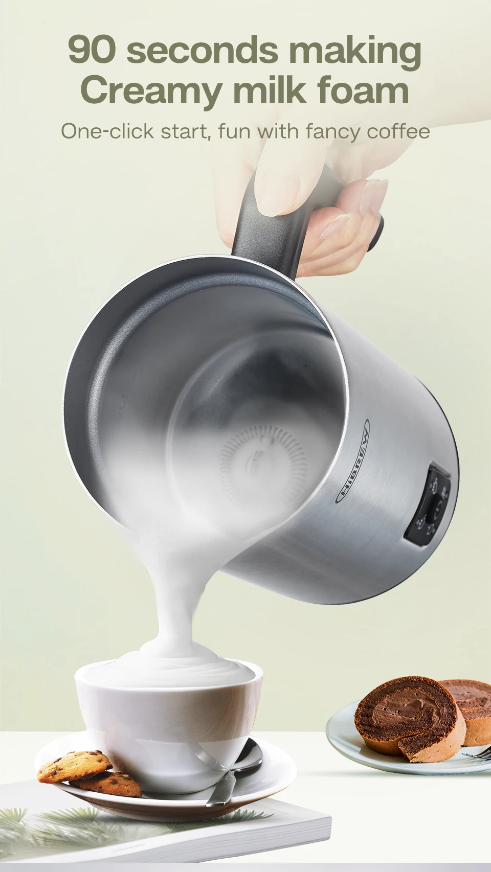 HiBREW 4 in 1 Milk Frother Fully automatic Milk Warmer  M3A