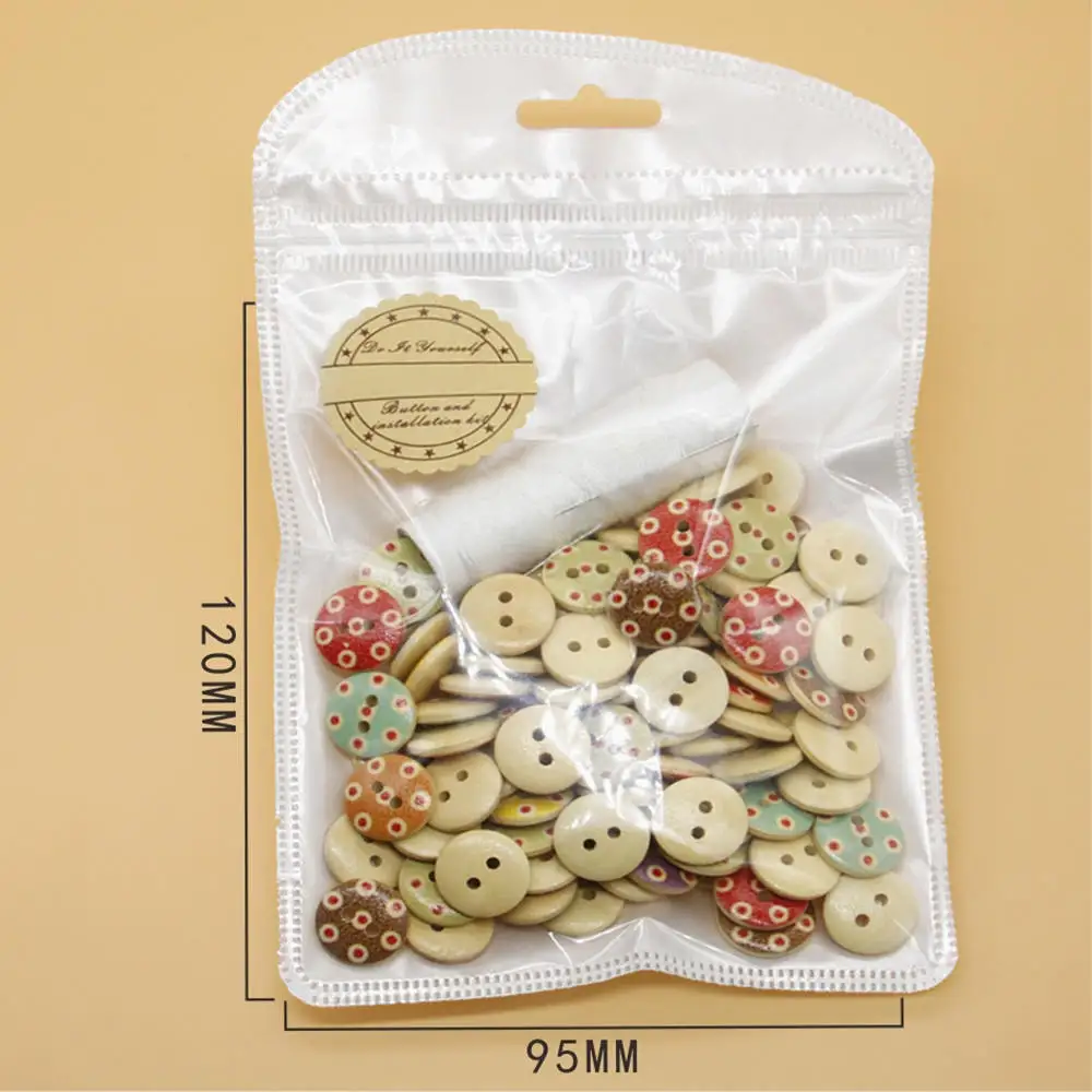 100pcs 15mm Mixed Wooden Buttons Perfect for Scrapbooking Crafts Sewing color mixing