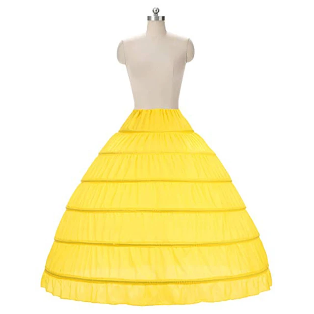 4 Hoops 5 Layers Ball Gown Petticoats Black Petticoat Crinoline Underskirt Big Ruffle Wedding Accessories Tulle Underskirts 6 Hoops Yellow