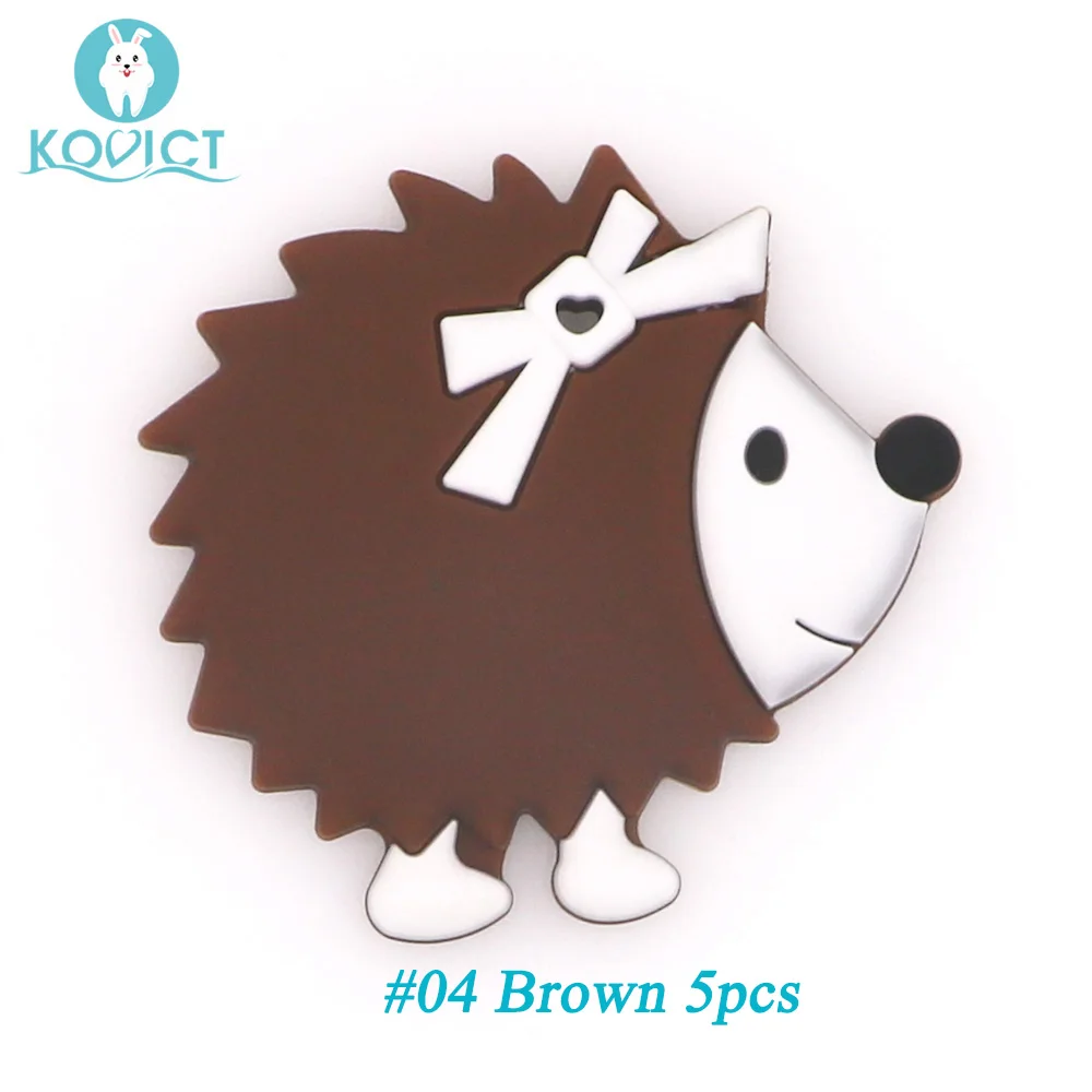 04 Brown 5pcs Kovict без добавления бисфенола А 5/10 шт. Ежик силиконовый детский Прорезыватель для зубов против грызунов Нового Дизайна милые детские игрушки для режущихся зубов жевательные животных Форма для кормления подарок - Цвет: 04 Brown 5pcs