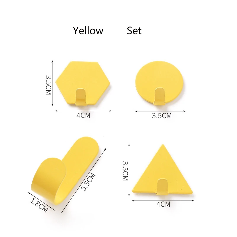 Sqinans 4 шт./компл. вешалка дверь задняя вешалка Nordic Стиль ключей вешалка Спальня крюк в стену прямой Вешалки для одежды - Цвет: Цвет: желтый