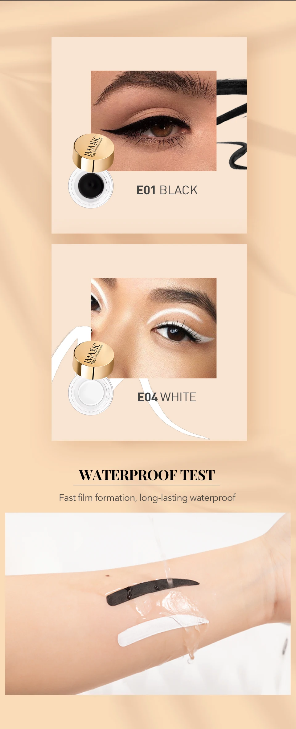 IMAGIC Eyeliner Waterproof Eyeliner Gel Makeup Cosmetic Gel Eye Liner With Brush 24 Hours Long-lasting Eye Liner Kit