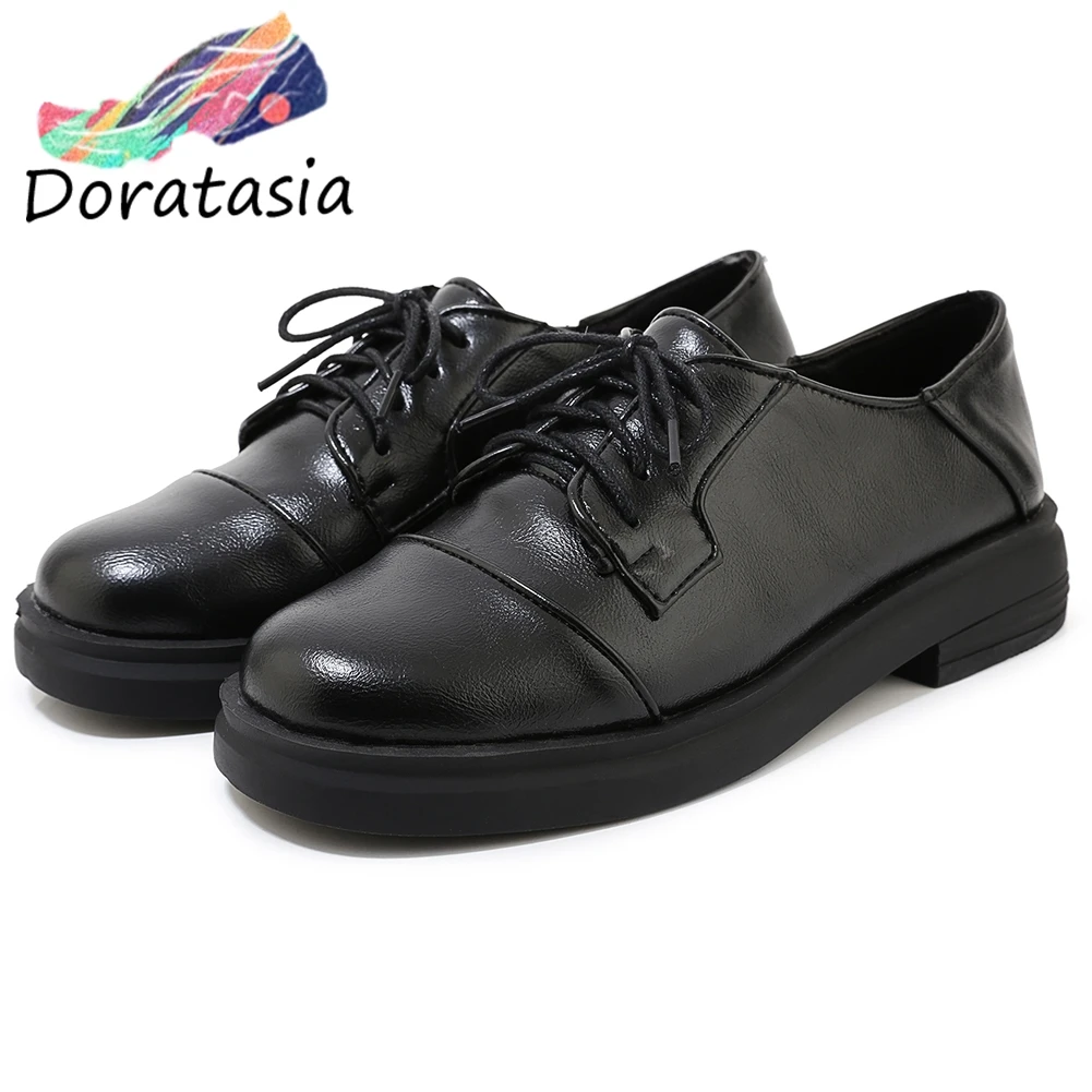 

DORATASIA Brand Consise Girl Lace Up Elagant Spring Platform Flats Flats Women Round Toe Low Heels Comfortable Shoes Woman