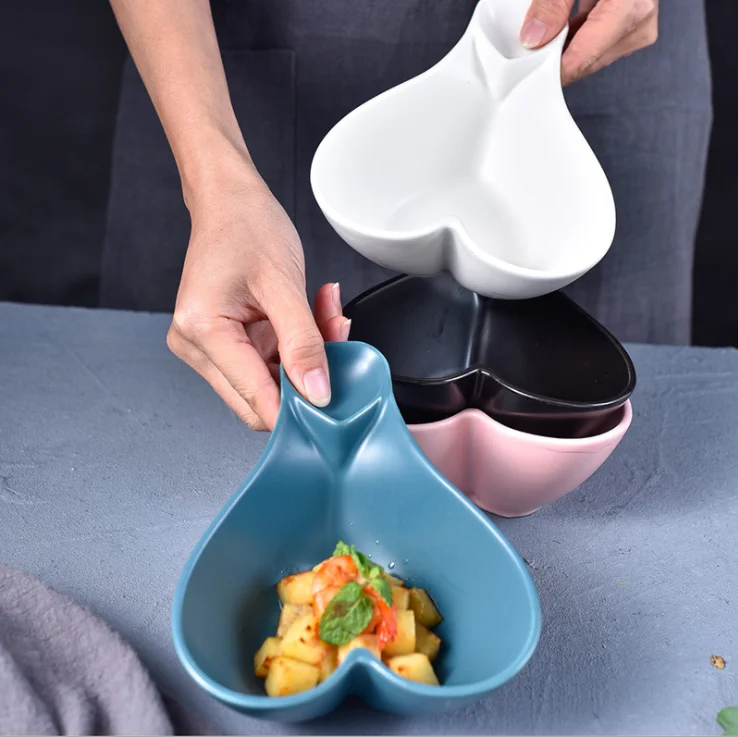Бытовая Посуда креативная японская керамика блюдо фри блюдо для закусок Дип соус блюдо в форме сердца тарелки карамельной расцветки