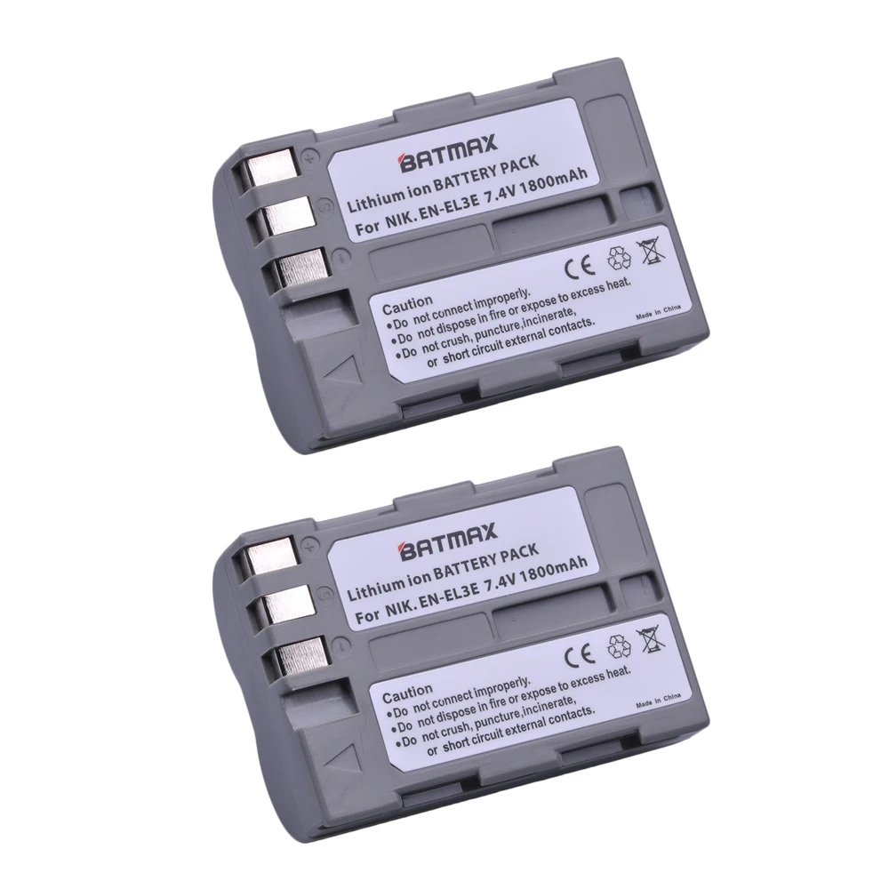 2Pcs 1 шт. 1800 мАч EN-EL3e EN EL3e батарея для камеры Nikon EN-EL3e и Nikon D50, D70, D70s, D80, D90, D100, D200, D300, D300S, D700 - Цвет: 2Pcs
