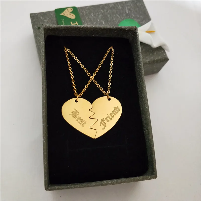 2 шт подвеска в виде разбитого сердца ожерелье набор Золото письмо лучшего друга