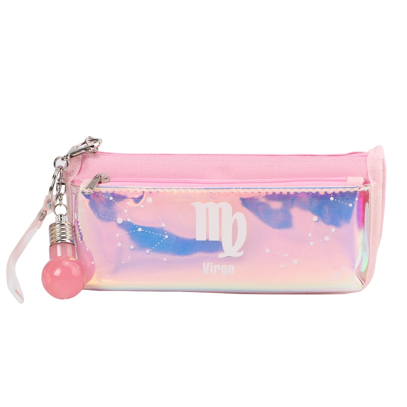 Cool laser fabric pencil case novelty cute light bulb shaped zipper kawaii pencilcase creative school stationery - Цвет: light pink