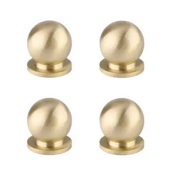 

Tiazza 4pcs Round Solid Brass Knobs Antique Cabinet Drawer Small Handle Modern Minimalist Pulls(Gold)
