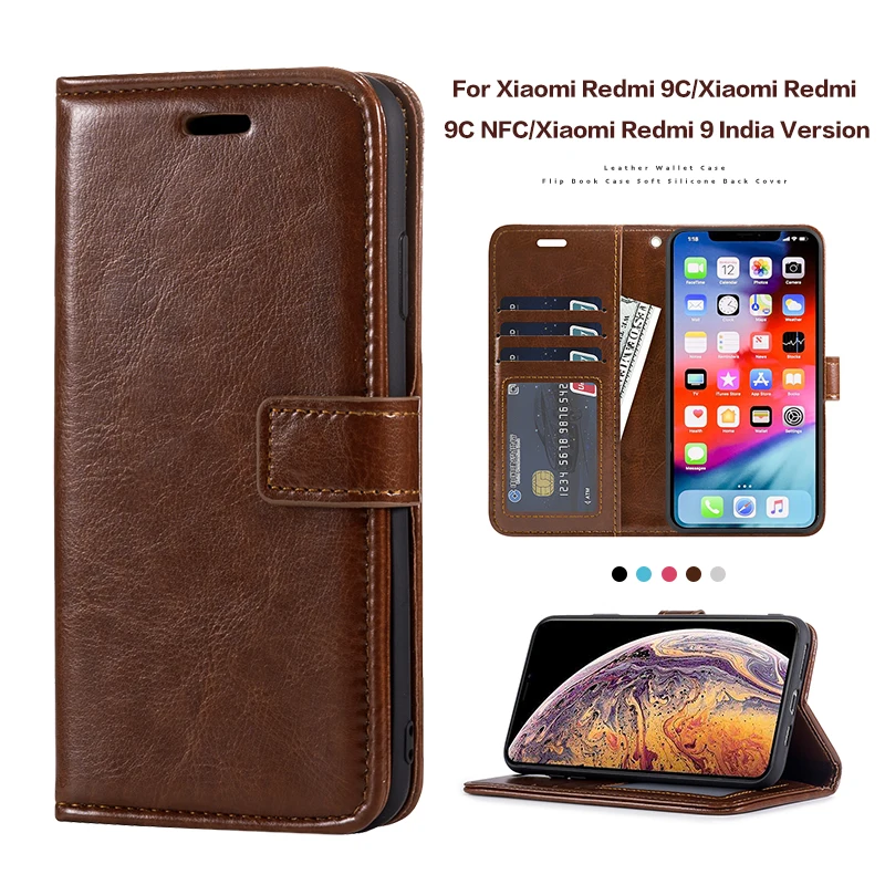 Étui à rabat en cuir pour Xiaomi Redmi 9C Redmi 9C NFC étui en Silicone housse de portefeuille pour Xiaomi Redmi 9 inde Version Business Case | AliExpress