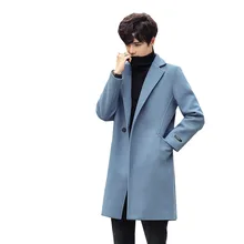 Корейский стиль, английский стиль, мужское пальто, Осень-зима, приталенное, повседневное, утолщенное, отложной воротник, одноцветное, шерстяное пальто, куртка