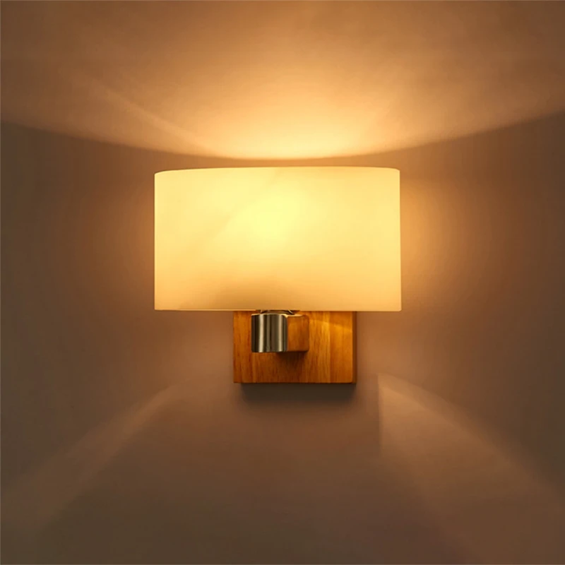 Современная комнатная деревянная настенная лампа скандинавский стеклянный
