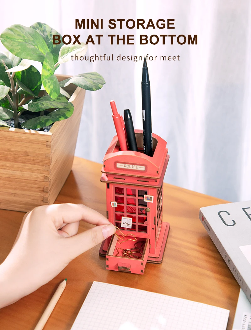 Robotime 5 видов DIY 3D деревянная игра-головоломка подарок и держатель ручки и коробка для хранения для детей друг Популярная игрушка TG11