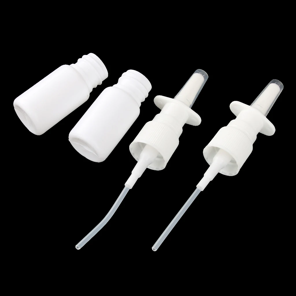 4pcs 15ML Empty Plastic Nasal Fine Mist Spray Bottle Pump Sprayer With Cap