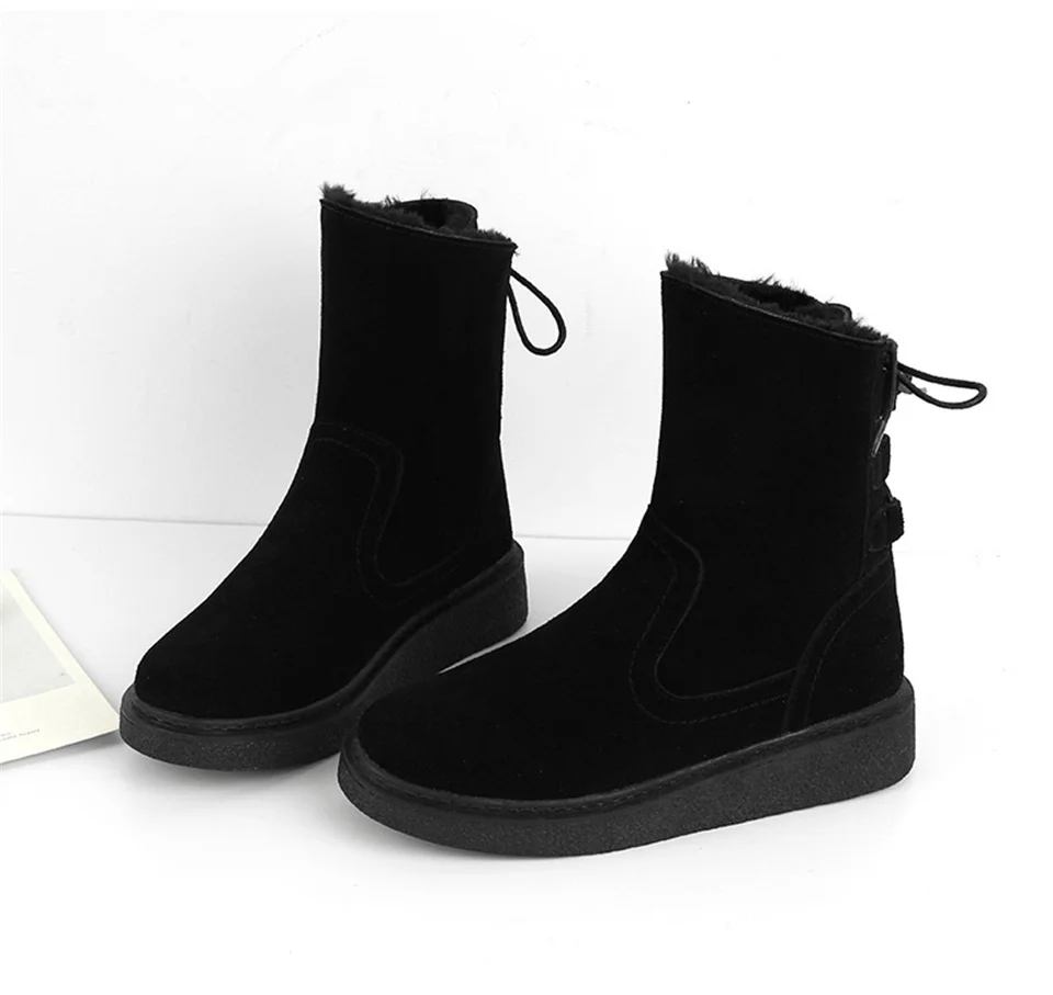 Malemonkey/Size35-40 зимние теплые модные женские ботинки на шнуровке с круглым носком зимние ботинки