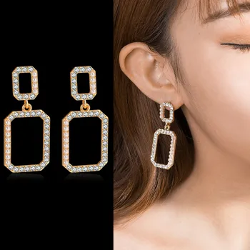

ZWCX New Fashion Sweet Popular Pearl Earrings For Women Temperament Simple Long Personality Crystal Earrings Jewelry Wholesale