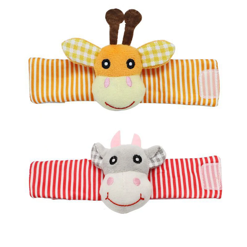 Cute Baby Newborn  Rattle Toy Soft Cartoon Animal Rattles Toys Children Infant Plush Wrist Rattles Baby Toy Hand Wrist Strap