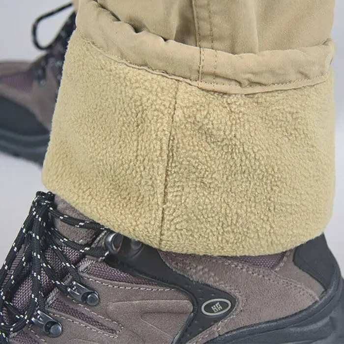 Мужские рабочие Зимние теплые брюки карго с несколькими карманами, плюшевые толстые хлопковые брюки, мужские спортивные одноцветные брюки