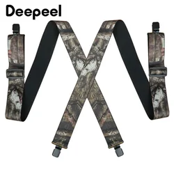 Deepeel 5*120cm Men's Camouflage Suspender Heavy Duty Work X-shaped 4 Clips Adjustable Elastic Braces Fashion Jeans Shirt Strap