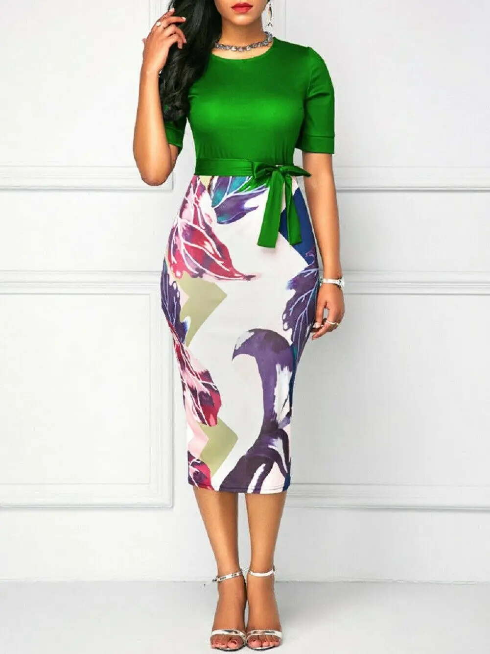 

Women Dress Luxury Formal Business Office Slim Dress Midi Tunic Bodycon Sheath Girls Dress 2019 Autumn Casual blue Party Dresses