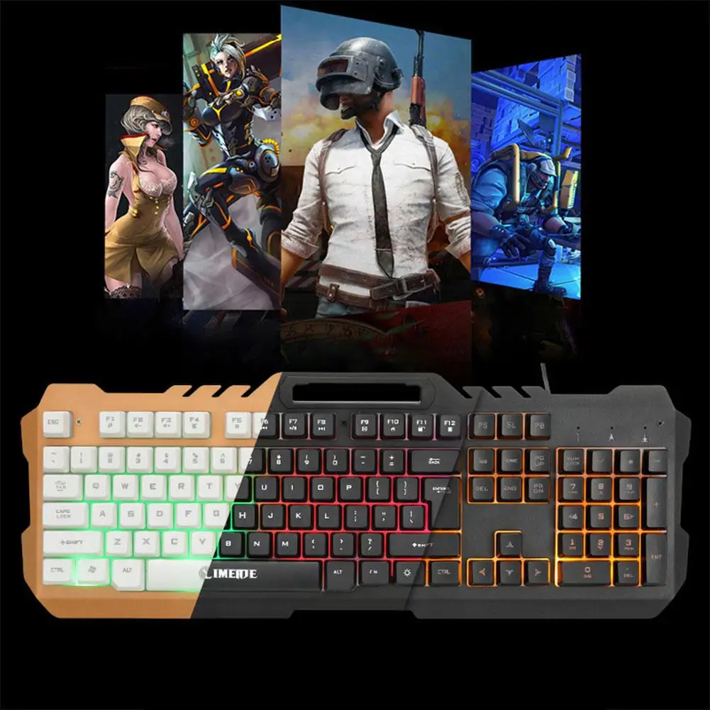 

DSstyles 2019 New K21 USB Wired Metal Office Laptop gaming keyboard Back light Rainbow Keyboard Backlit Keyboard