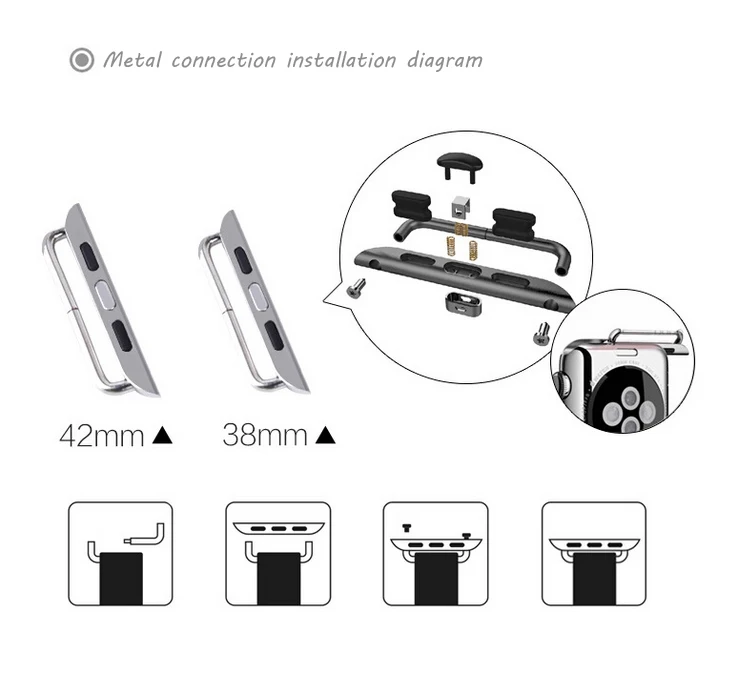Разъем адаптера для Apple Watch band series 5 4 3 2 1 iwatch ремешок 42mm38mm 44mm40mm из нержавеющей стали застежка адаптер разъем
