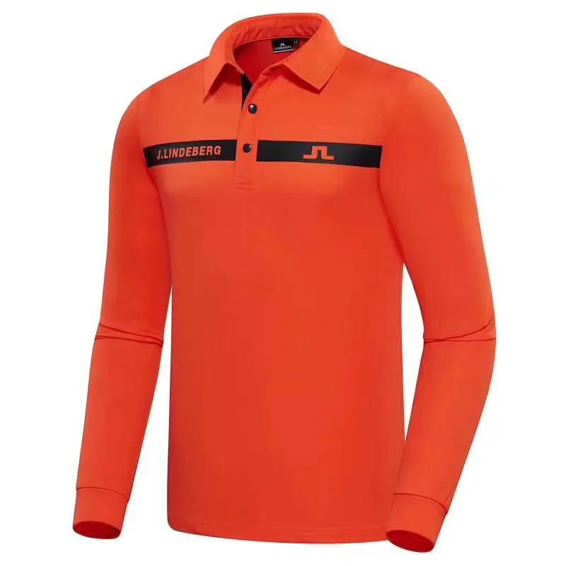 Новая спортивная рубашка с длинным рукавом, футболка для гольфа, 4 цвета, одежда для гольфа, S-XXL на выбор, рубашка для гольфа - Цвет: Оранжевый