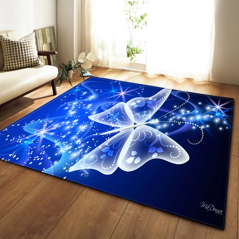 

Modern Large Mat 3D Dream Unicorn Butterfly Jellyfish Carpet Home Decor Living Room Rugs Soft Flannel Bedroom Area Rug