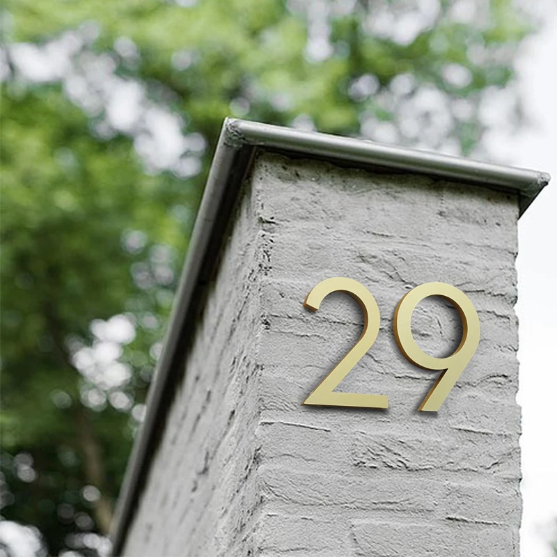 152mm Floating House Number Outdoor 6 inch Golden Aluminum Alloy Apartment Door Number Mailbox Address Sign #0-9 With Screws 1pc