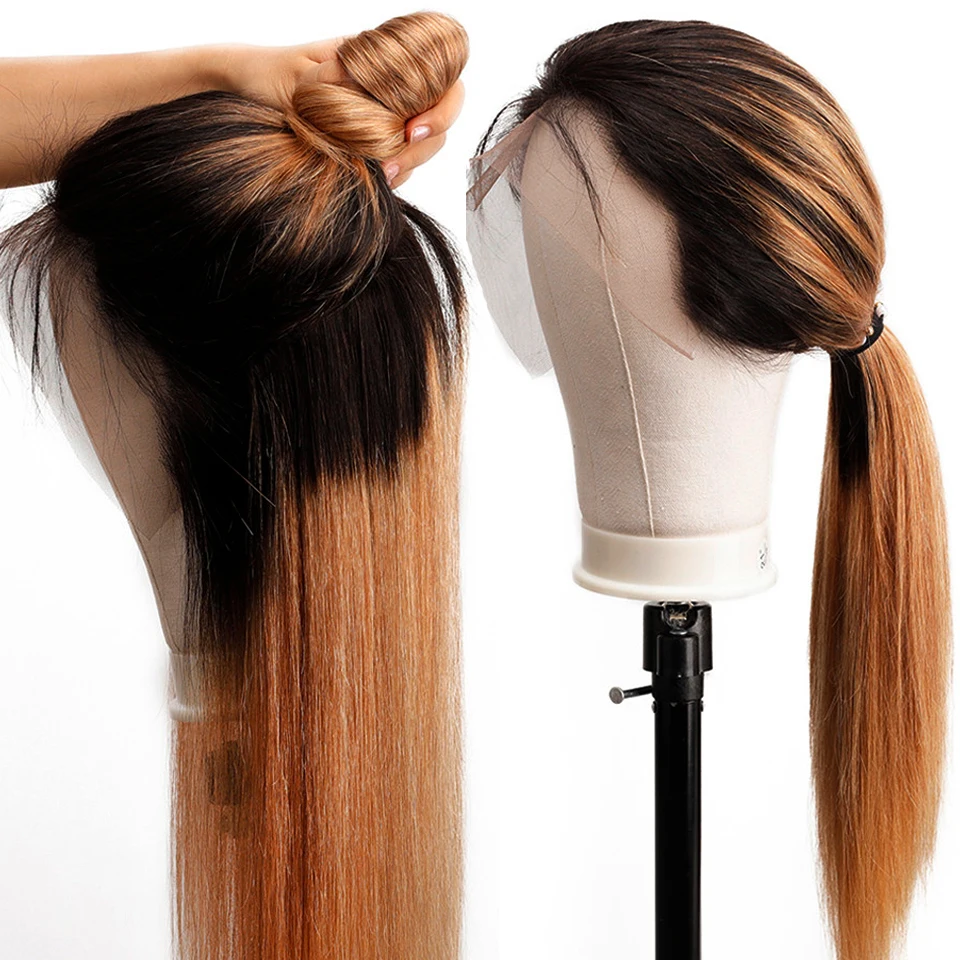Soul Lady 1b 27 13x4 Омбре блонд кружевные передние человеческие волосы парики для черных женщин индийские прямые волосы remy парик 150% плотность 180