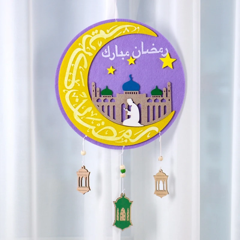 EID Mubarak Decorations Ramadan Mubarak Felt Pendant Islamic Muslim Ornaments Eid Al Adha Party Supplies Ramadan Kareem Gifts