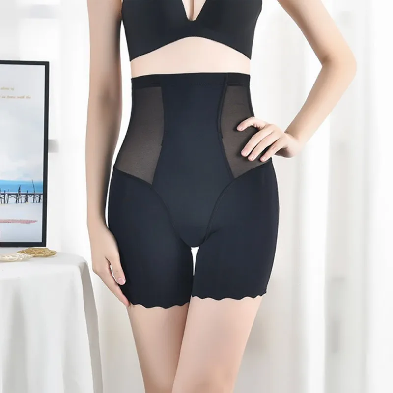 

Ice Silk Seamless High-waist Abdomen Flat Feet Hip Hip Shaping Pants Hip Anti-rolling And Anti-emptying Bottoming Safety Pants