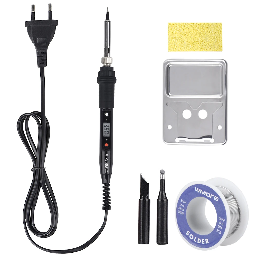 

WMORE Soldering iron LCD 80W 110V 220V Temperature adjustable Welding solder iron repair tool soldering tip wire Ceramic Heater