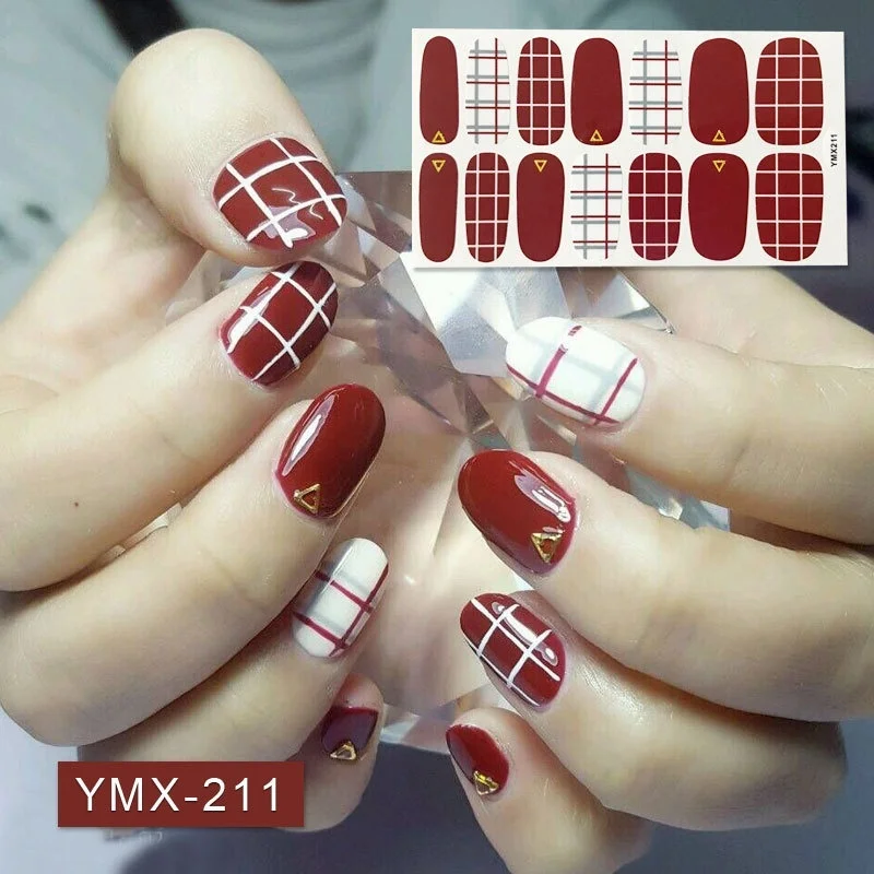 Леди KINDOM DIY наклейки для ногтей аппликация мраморный узор полоски лака для ногтей водонепроницаемый дизайн ногтей экологическая Фольга для ногтей Наклейка - Цвет: YMX211