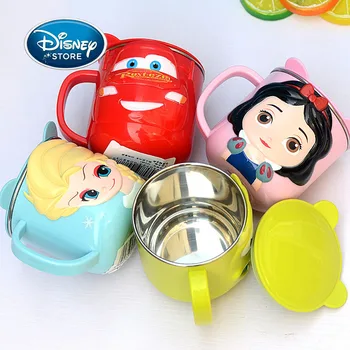 

260ML Disney Frozen Children Heat Preservation Food Feeding Cup Baby Bowl 316 Stainless Steel Mickey Insulation Bowl With Cover