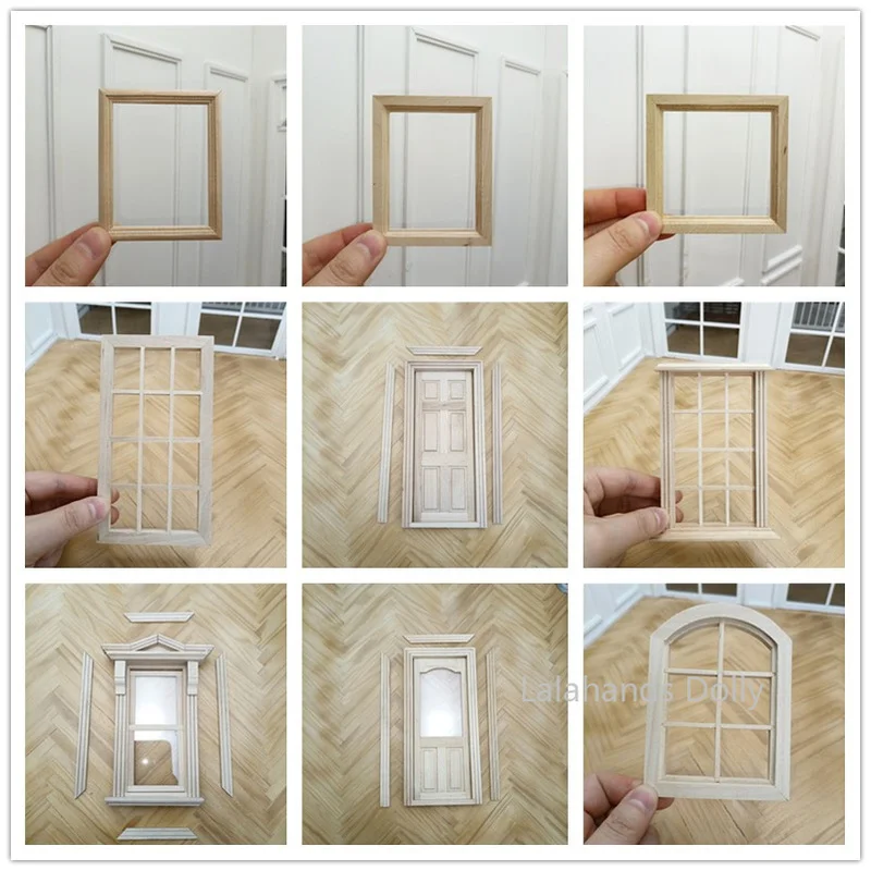 1:12DIY кукольный домик ремесло бутик мини дверь окно лестница фоторамка для
