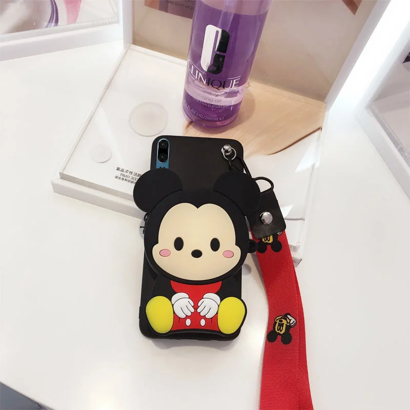 Милый 3D мультфильм Минни на молнии кошелек чехол для телефона для iPhone 11 Pro Max X XR XS Max 8 7 6 6S Plus силиконовый чехол s для HUAWEI P20 P30 - Цвет: black