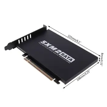 

PCIE5 m.2 SATA Expansion Card PCIE3.0 SATA 5xSSD 5xNGFF 5xM.2 RAID Array Card