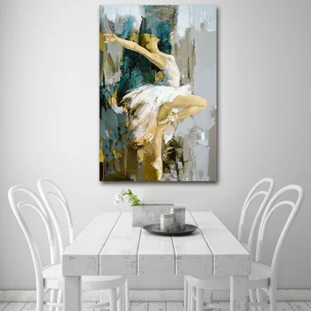 

Abstract Elegant Dancing Ballerina Oil Painting on Canvas Posters Prints Ballet Girl Cuadros Wall Art Pictures for Living Room