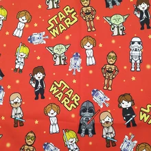 Хорошая красная/оранжевая хлопковая ткань с принтом «Звездные войны» йода/Дарт Вейдер, фабричное кружево, Детская футболка, одежда/платье