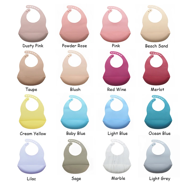 

Chenkai 10PCS 16 Colors Silicone Newborn Feedings Bib Two Adjustable Button Waterproof Tableware Baby Bibs BPA Free Food Grade
