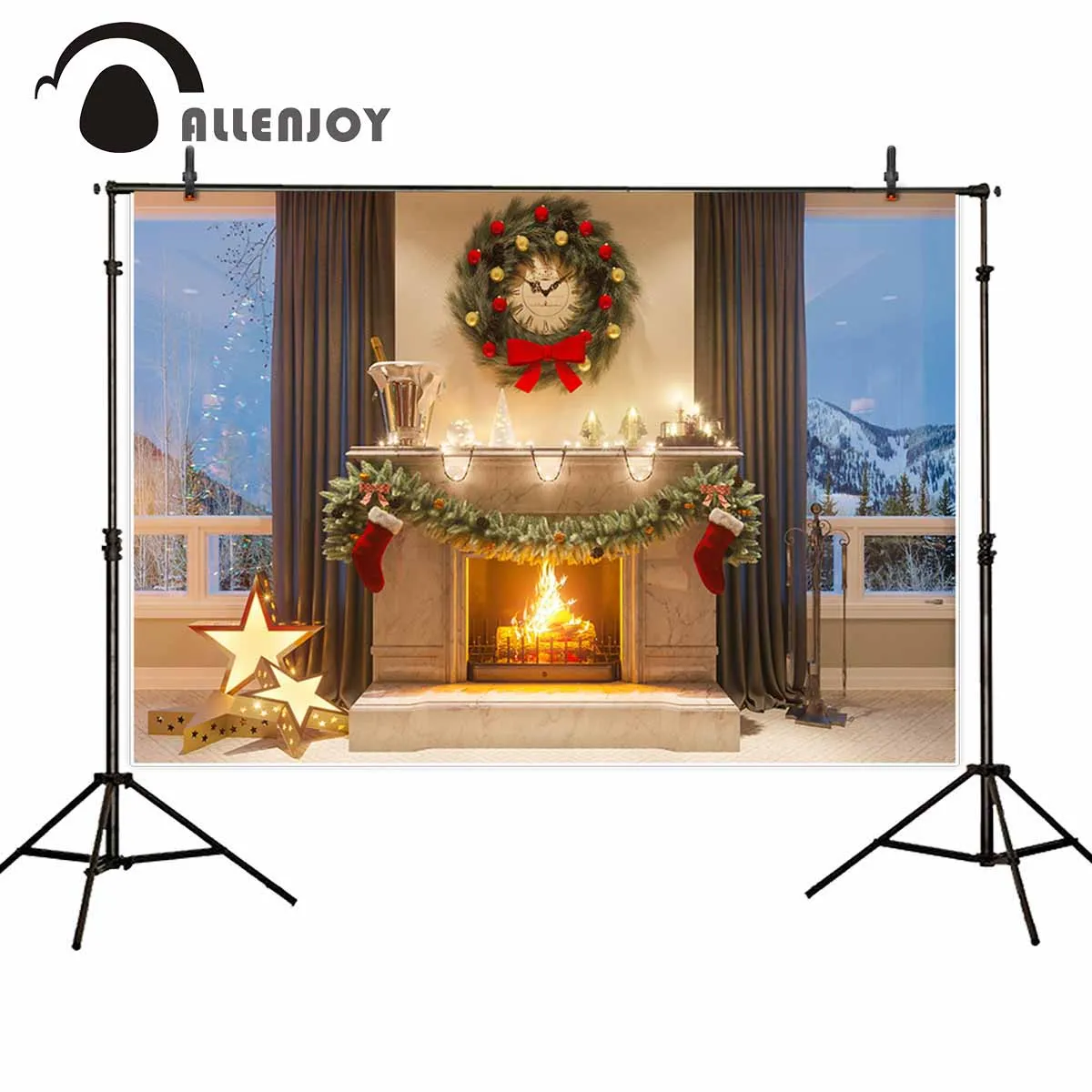 

Allenjoy Christmas backdrop interior classical architectural style fireplace photophone photo studio photographic backdrop