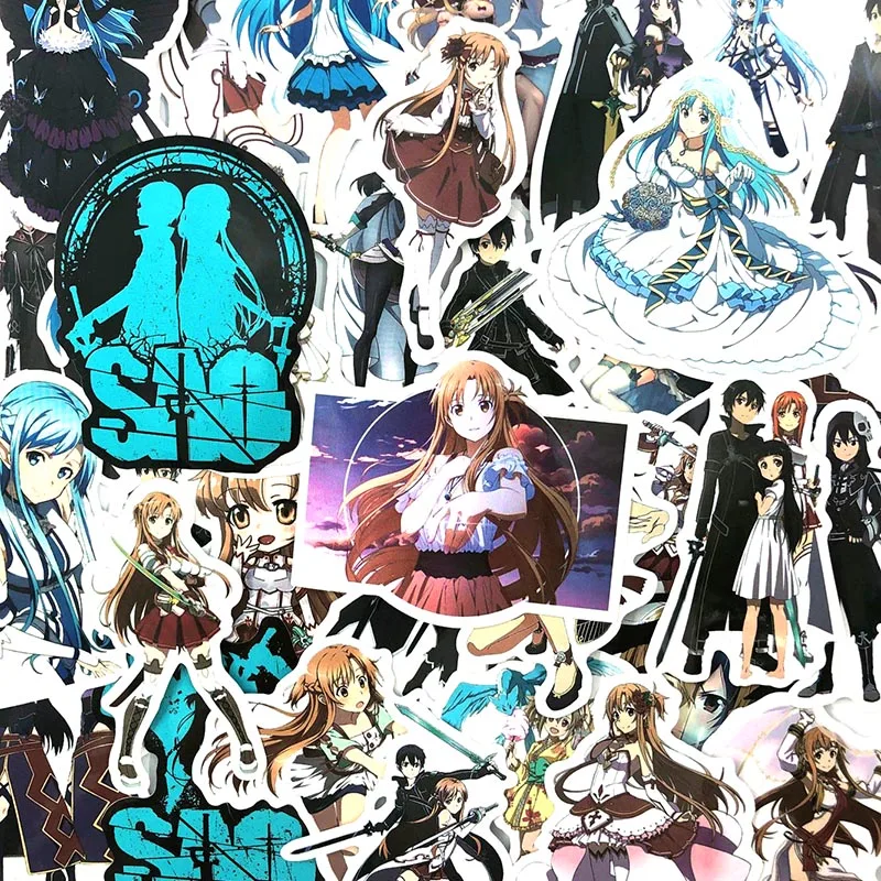50 шт./компл. аниме Sword Art Online наклейки для холодильника клей Чемодан ноутбук мотоцикл скейтборд игрушечные велосипеды Stickes