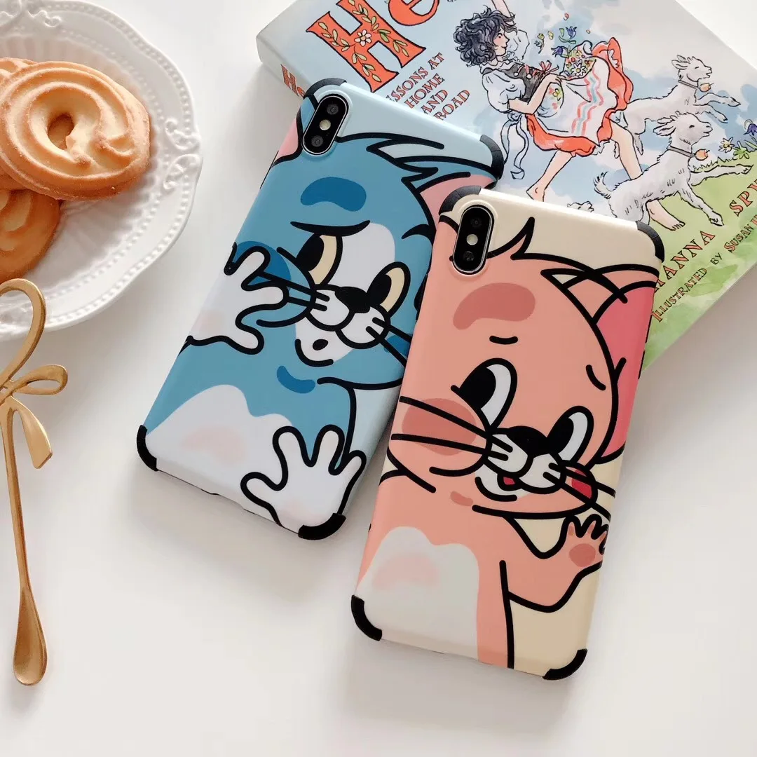 Чехол для телефона с рисунком кота и мыши для iPhone XS MAX XR Coque, мягкая задняя крышка с милыми животными для iPhone X 8 7 6S 6 Plus Capa Fundas